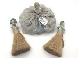 Lot of 3 Including Vintage Half Doll Pin Cushion
