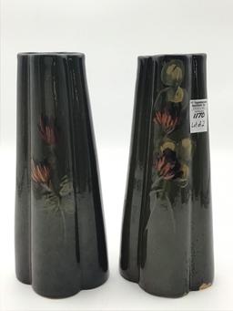 Lot of 2-Floral Decorated Weller Pottery Vases