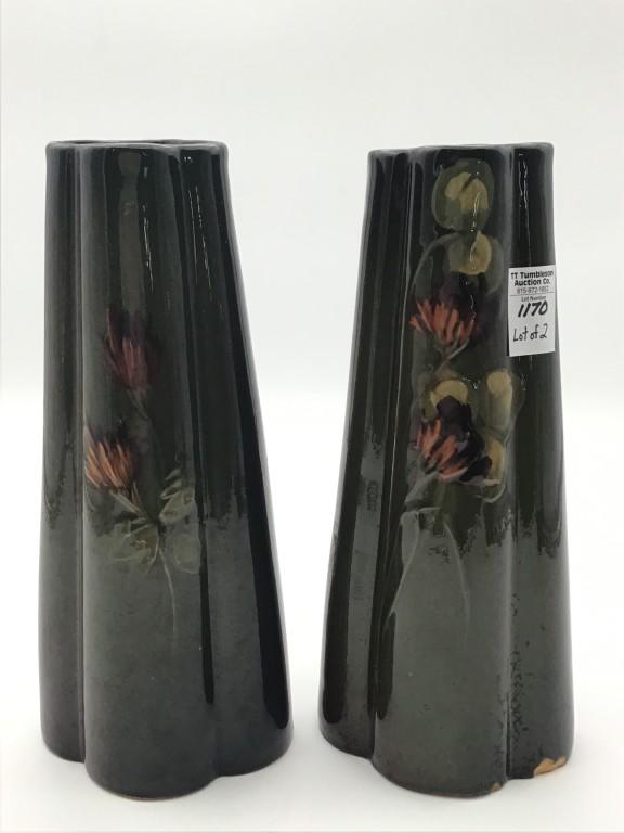 Lot of 2-Floral Decorated Weller Pottery Vases