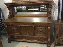 Lg. Beautiful Carved Side Board Cabinet w/