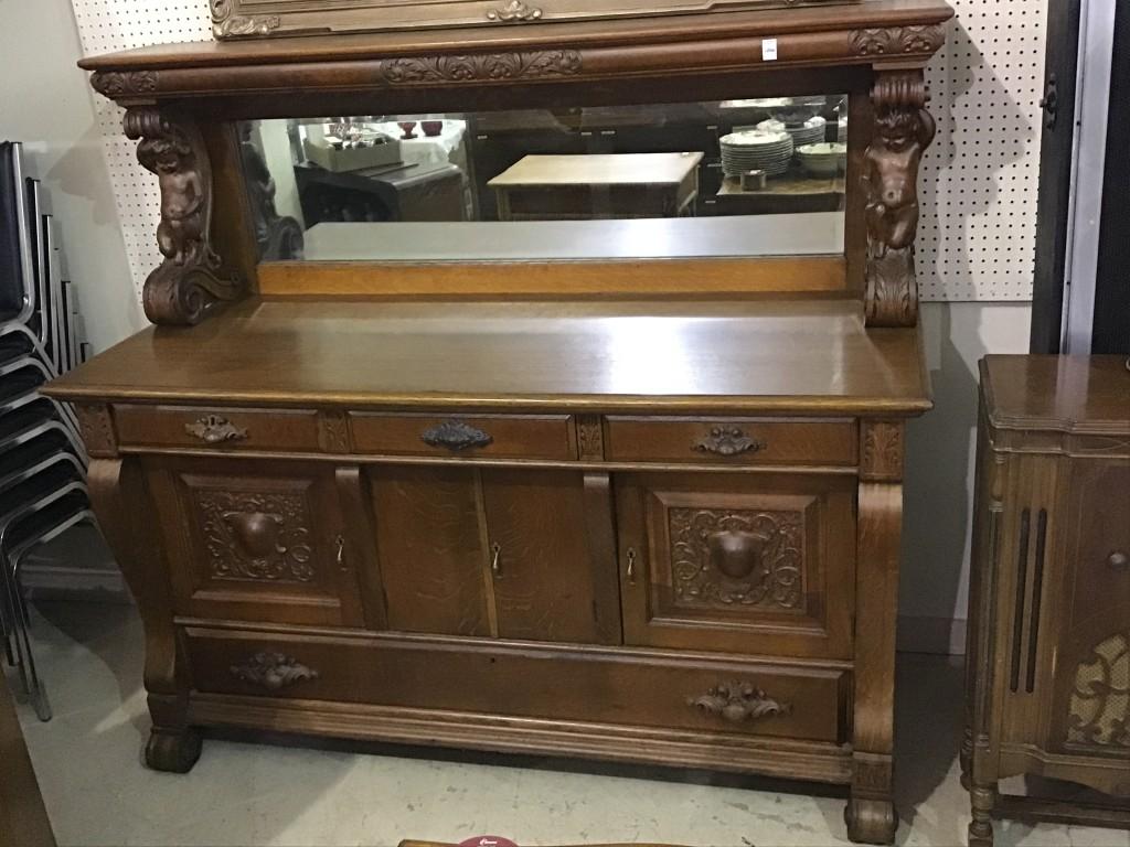 Lg. Beautiful Carved Side Board Cabinet w/