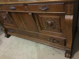 Lg. Beautiful Carved Side Board Cabinet w/