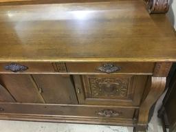 Lg. Beautiful Carved Side Board Cabinet w/