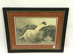 Contemp. Framed Print of Partially Nude Lady