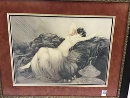 Contemp. Framed Print of Partially Nude Lady