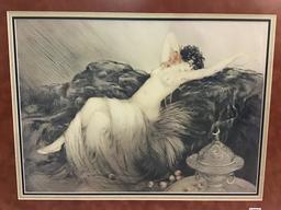 Contemp. Framed Print of Partially Nude Lady