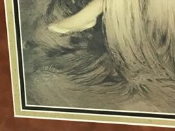 Contemp. Framed Print of Partially Nude Lady