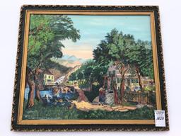 Sm. Framed Painting on Board of Country