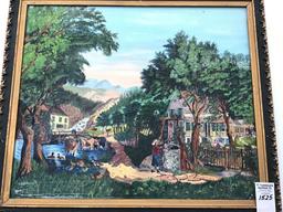 Sm. Framed Painting on Board of Country