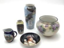 Lot of 5 Sm. Painted Pieces Including Bird