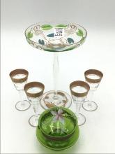 Group Including Art Glass Pedestal Compote