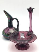 Lot of 3 Dark Amethyst Pieces Including