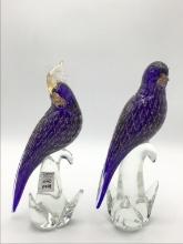 Lot of 2 Murano Italy Cobalt Blue & Gold