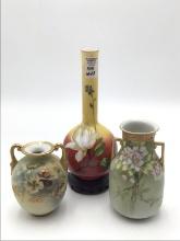 Lot of 3 Including 2-Hand Painted Nippon Floral
