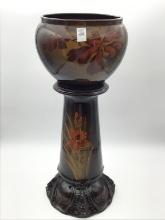 Weller Floral Painted Jardinere w/ Pedestal Base