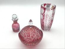 Lot of 3 Including Sm. 4 1/2 Inch Tall Cranberry