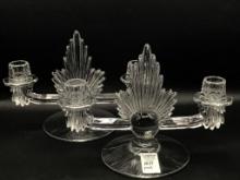 Matching Pair of Fostoria Flame Pattern Dbl