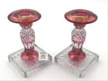 Pair of Matching Lead Crystal Ireland Cranberry
