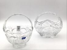 Lot of 2 Lead Crystal Handled Baskets