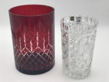 Lot of 2 Vases Including Golden Crown Lead