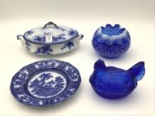 Lot of 4 Including Flo Blue Vegetable Dish w/ Lid