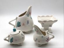 4 Piece Set of Hull Pottery Butterfly Pieces