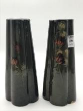 Lot of 2-Floral Decorated Weller Pottery Vases
