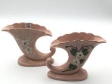 Pair of Hull Pottery Rosella Corncupia