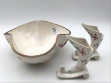 Three Piece Set of Hull Pottery Butterfly Pieces