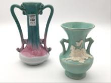 Lot of 2 Pottery Vases Including 6 1/2 Inch Tall