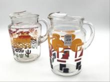 Lot of 2 Vintage Decorated Glass Ice Tea or