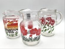 Lot of 3 Vintage Decorated Glass Ice Tea or