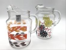 Lopt of 2 Vintage Decorated Glass Ice Tea or