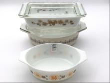 Lot of 3 Pyrex Casserole Dishes Including Square