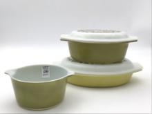 Lot of 3 Pyrex Verde Standard Lime Dishes