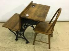 Primitive Child's School Desk w/ Child's Bentwood