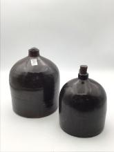 Lot of 2 Brown Crock Jugs