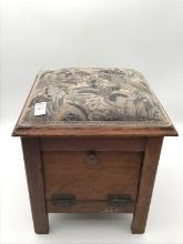 Antique Shoe Shine Stool w/ Upholstered
