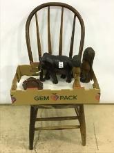 Group Including Carved Elephant & Figures,