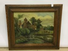 Very Nice Anftique Framed Country Cottage