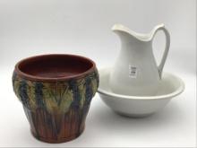 Lot of 2 Including Pearl White Ironstone Pitcher