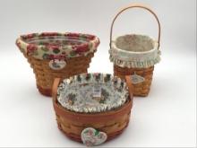 Lot of 3 Longaberger Baskets-All w/ Liners,