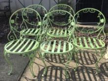 Lot of 5 Matching Metal Green Paint Outdoor