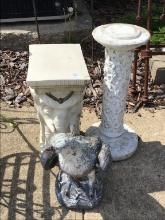 Lot of 3 Decorative Garden Pieces Including