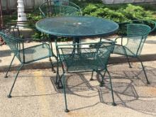 Metal Green Paint Patio Table w/ 4 Chairs