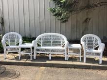 5 Piece White Paint Wicker Set Including