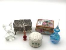 Lot of 6 Including 2-Dresser Trinket Boxes-