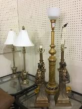 Lot of 5 Various Contemp. Table Lamps-