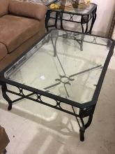 Set of 3 Metal Glass Top Tables w/ Lion Head