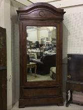 Tall Antique One Door Armoire w/ Mirror, Lower